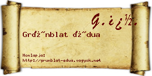 Grünblat Édua névjegykártya